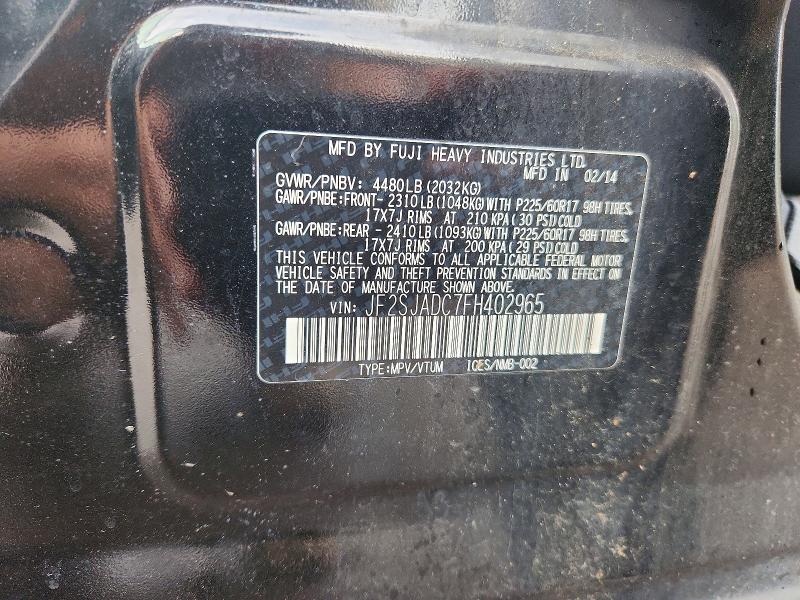 Aukcja sprzedaży 2015 Subaru Forester, vin: JF2SJADC7FH402965, numer aukcji: 68369366