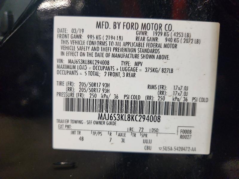Продажа на аукционе авто 2019 Ford Ecosport, vin: MAJ6S3KL8KC294008, номер лота: 67853406