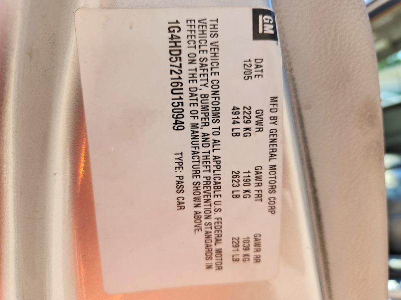 2006 Buick Lucerne მანქანა იყიდება აუქციონზე, vin: 1G4HD57216U150949, აუქციონის ნომერი: 67507286