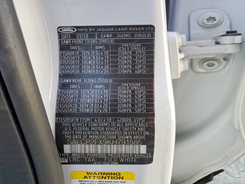 Aukcja sprzedaży 2019 Land Rover Discovery Sport, vin: SALCP2FX9KH791585, numer aukcji: 68035266