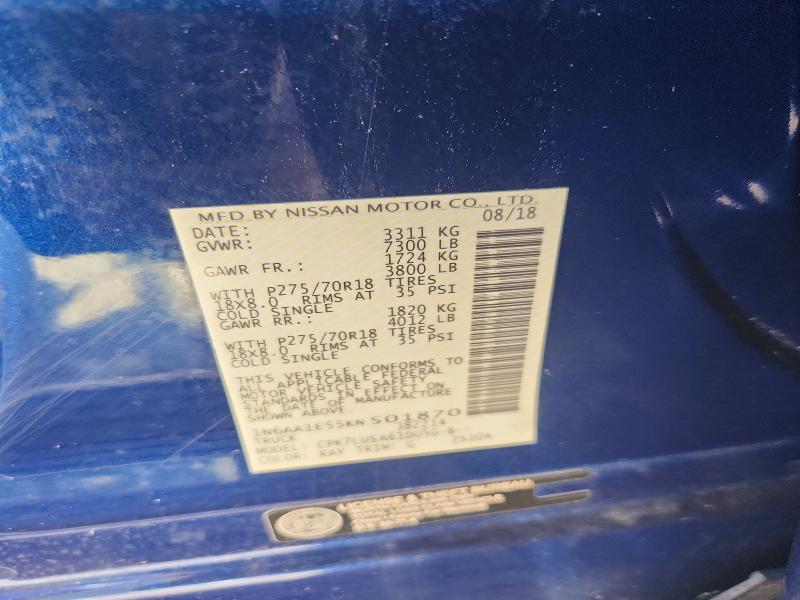 Aukcja sprzedaży 2019 Nissan Titan, vin: 1N6AA1E55KN501870, numer aukcji: 71160926