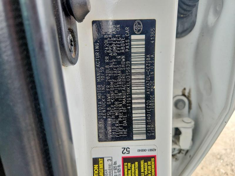 Aukcja sprzedaży 2020 Toyota Camry, vin: 4T1G11AKXLU315639, numer aukcji: 70169486