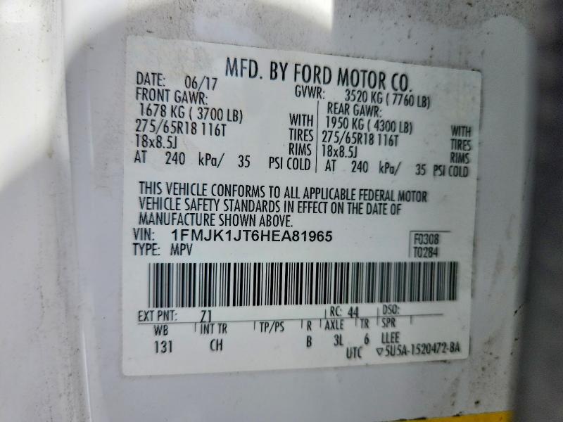 2017 Ford Expedition მანქანა იყიდება აუქციონზე, vin: 1FMJK1JT6HEA81965, აუქციონის ნომერი: 69650006