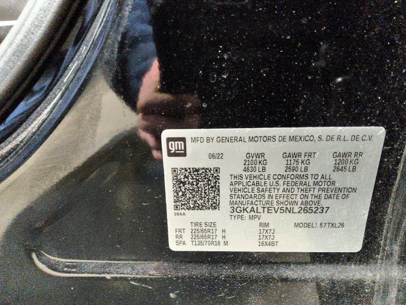 70297126 :رقم المزاد ، 3GKALTEV5NL265237 vin ، 2022 Gmc Terrain مزاد بيع