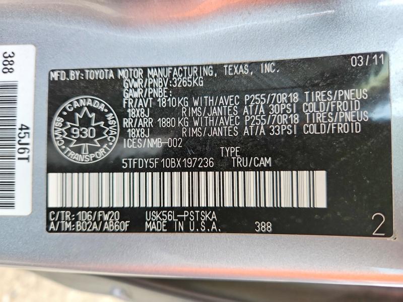 Aukcja sprzedaży 2011 Toyota Tundra, vin: 5TFDY5F10BX197236, numer aukcji: 67132366