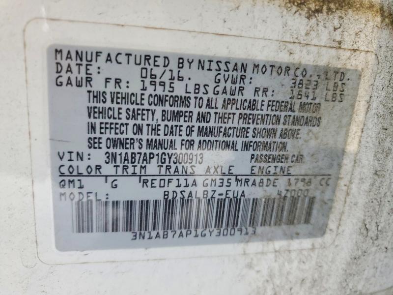 Aukcja sprzedaży 2016 Nissan Sentra, vin: 3N1AB7AP1GY300913, numer aukcji: 67598306