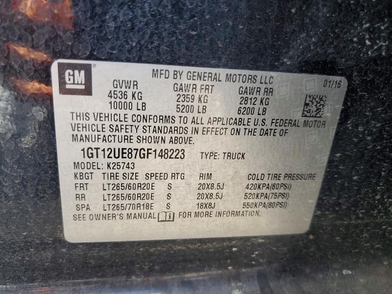 66856416 :رقم المزاد ، 1GT12UE87GF148223 vin ، 2016 Gmc Sierra مزاد بيع