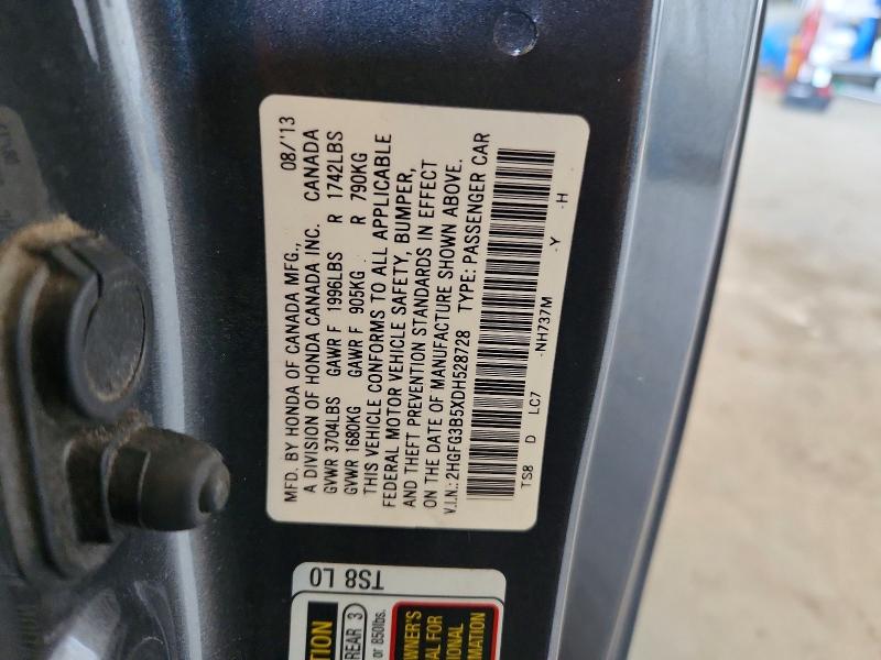 Aukcja sprzedaży 2013 Honda Civic, vin: 2HGFG3B5XDH528728, numer aukcji: 70184626