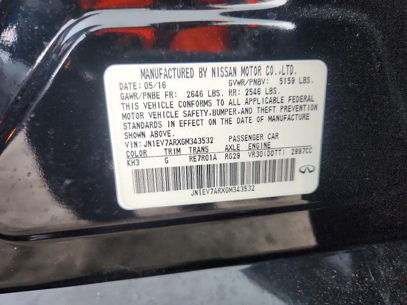 Aukcja sprzedaży 2016 Infiniti Q50, vin: JN1EV7ARXGM343532, numer aukcji: 69361856