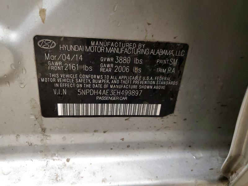 Aukcja sprzedaży 2014 Hyundai Elantra, vin: 5NPDH4AE3EH499897, numer aukcji: 69062456
