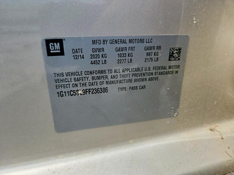 69010106 :رقم المزاد ، 1G11C5SL9FF236306 vin ، 2015 Chevrolet Malibu مزاد بيع