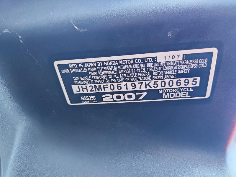 Продажа на аукционе авто 2007 Honda Nss250, vin: JH2MF06197K500695, номер лота: 70567676
