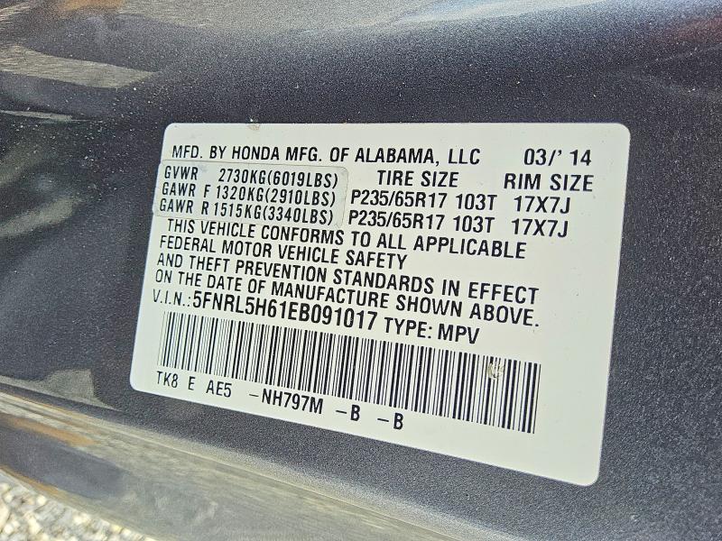Продажа на аукционе авто 2014 Honda Odyssey, vin: 5FNRL5H61EB091017, номер лота: 67706626