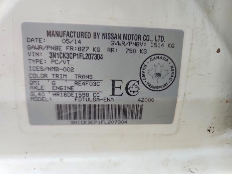 66729856 :رقم المزاد ، 3N1CK3CP1FL207304 vin ، 2015 Nissan Micra مزاد بيع