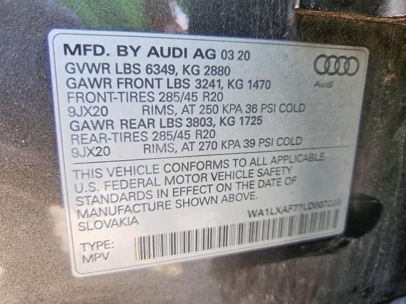 Продажа на аукционе авто 2020 Audi Q7, vin: WA1LXAF77LD007229, номер лота: 69451896