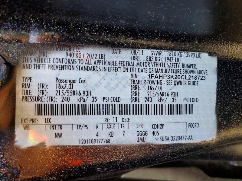 Продажа на аукционе авто 2012 Ford Focus, vin: 1FAHP3K20CL218723, номер лота: 67883706
