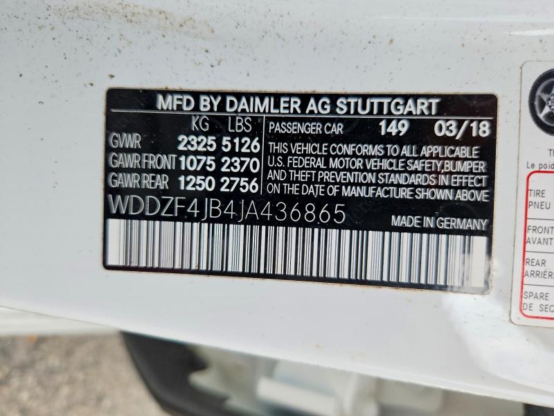 69632566 :رقم المزاد ، WDDZF4JB4JA436865 vin ، 2018 Mercedes-benz E مزاد بيع