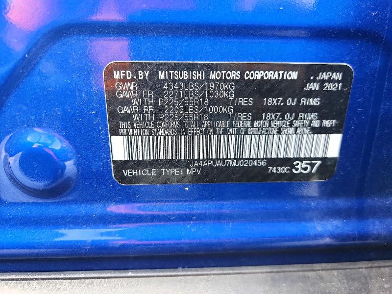 Aukcja sprzedaży 2021 Mitsubishi Outlander Sport, vin: JA4APUAU7MU020456, numer aukcji: 69359056