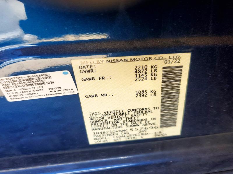 Продаж на аукціоні авто 2022 Nissan Leaf, vin: 1N4BZ1DVXNC557696, номер лоту: 69432866