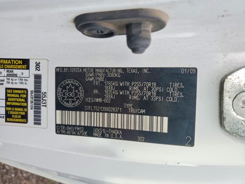 67287446 :رقم المزاد ، 5TFLT52139X028371 vin ، 2009 Toyota Tundra مزاد بيع