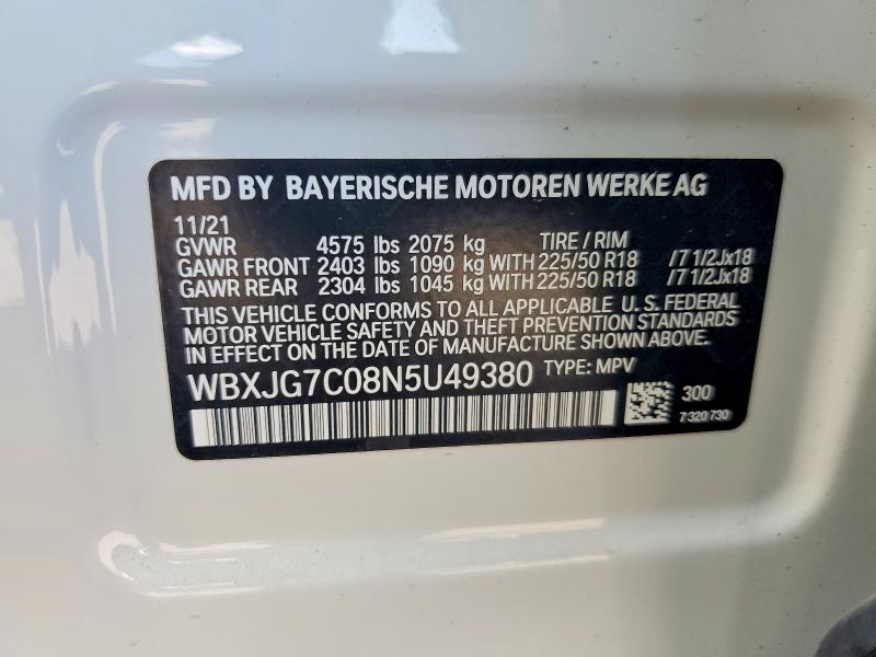 Aukcja sprzedaży 2022 Bmw X1, vin: WBXJG7C08N5U49380, numer aukcji: 67485026