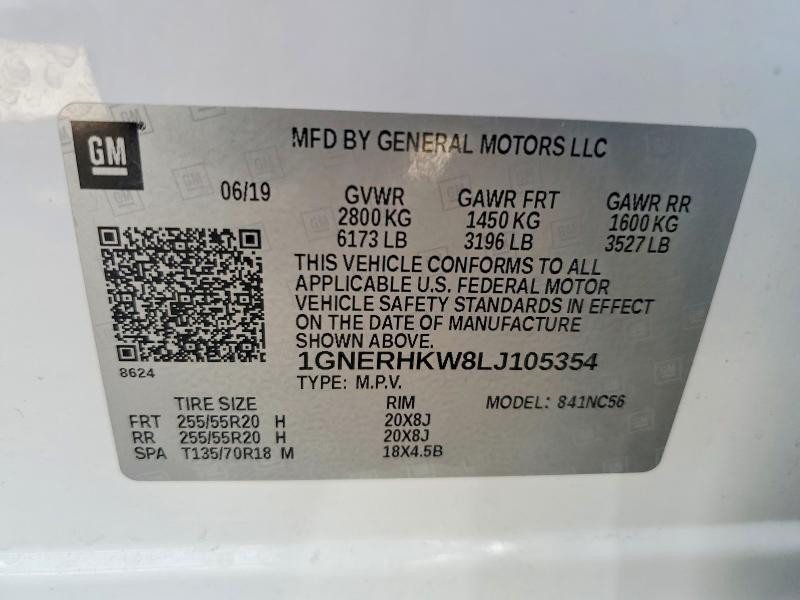 Aukcja sprzedaży 2020 Chevrolet Traverse, vin: 1GNERHKW8LJ105354, numer aukcji: 69056576