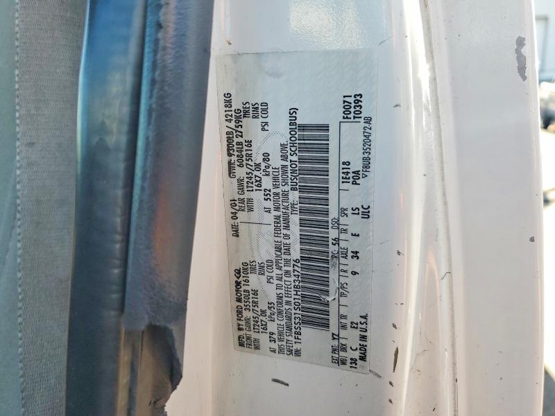 2001 Ford Econoline მანქანა იყიდება აუქციონზე, vin: 1FBSS31S01HB34776, აუქციონის ნომერი: 66962976