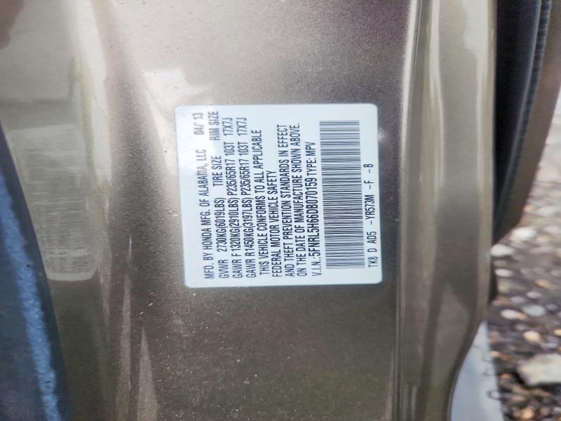 2013 Honda Odyssey მანქანა იყიდება აუქციონზე, vin: 5FNRL5H66DB070159, აუქციონის ნომერი: 68645936