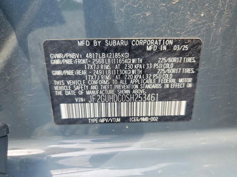 2025 Subaru Crosstrek მანქანა იყიდება აუქციონზე, vin: JF2GUHDC0SH253461, აუქციონის ნომერი: 67023386
