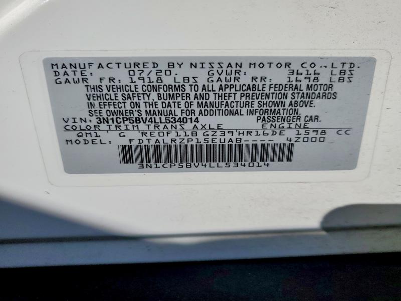 Продаж на аукціоні авто 2020 Nissan Kicks, vin: 3N1CP5BV4LL534014, номер лоту: 68706626