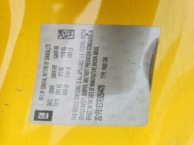 2014 Chevrolet Camaro მანქანა იყიდება აუქციონზე, vin: 2G1FB1E37E9264478, აუქციონის ნომერი: 69286506