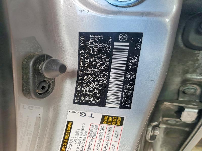 Продаж на аукціоні авто 2020 Toyota Prius, vin: JTDKARFU0L3115110, номер лоту: 68670756
