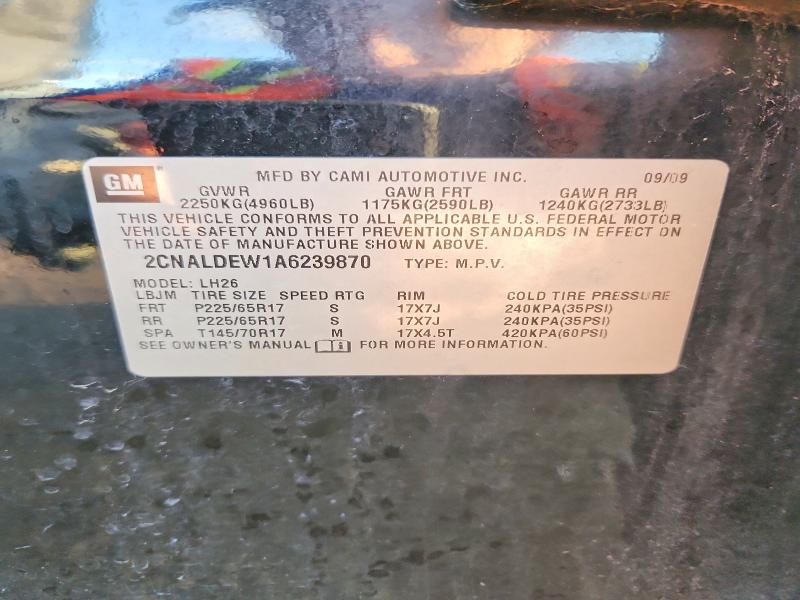 69067756 :رقم المزاد ، 2CNALDEW1A6239870 vin ، 2010 Chevrolet Equinox مزاد بيع