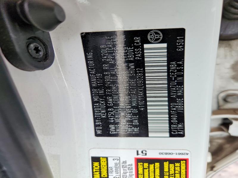 Aukcja sprzedaży 2020 Toyota Camry, vin: 4T1C11AKXLU902812, numer aukcji: 69456556