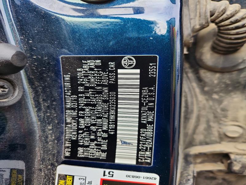 69633456 :رقم المزاد ، 4T1B11HK8KU235030 vin ، 2019 Toyota Camry مزاد بيع