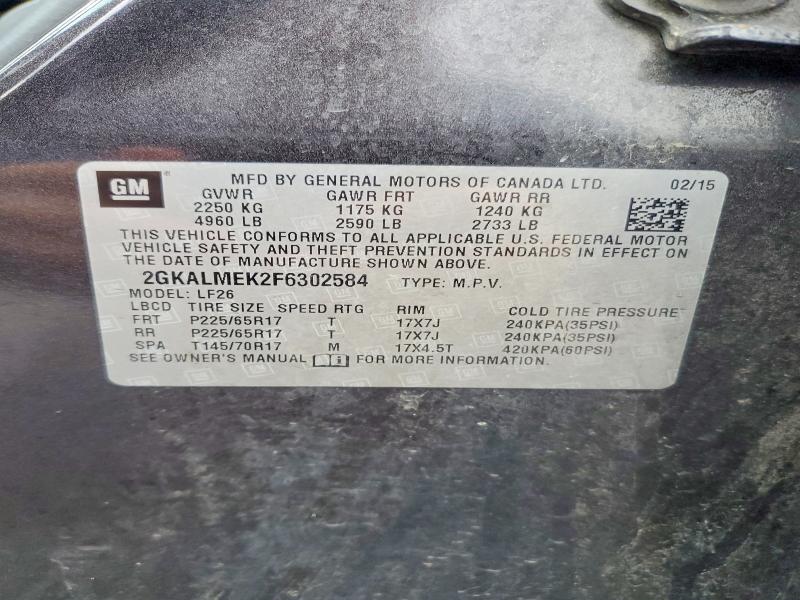 Продаж на аукціоні авто 2015 Gmc Terrain, vin: 2GKALMEK2F6302584, номер лоту: 68431516