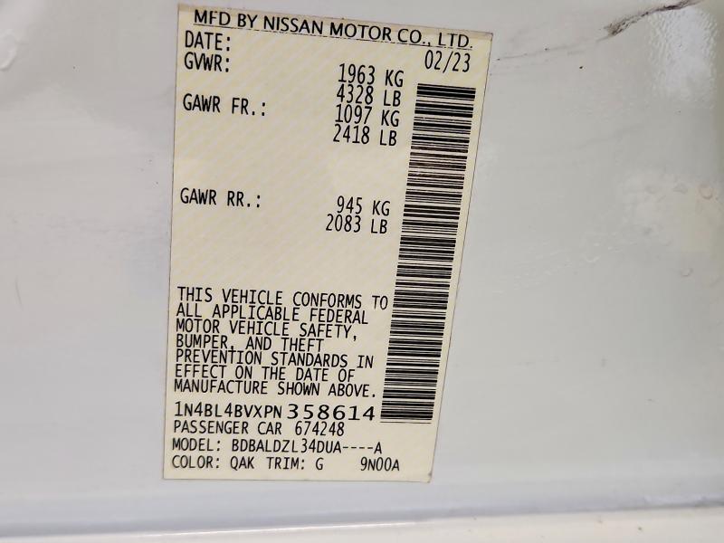 69442306 :رقم المزاد ، 1N4BL4BVXPN358614 vin ، 2023 Nissan Altima مزاد بيع