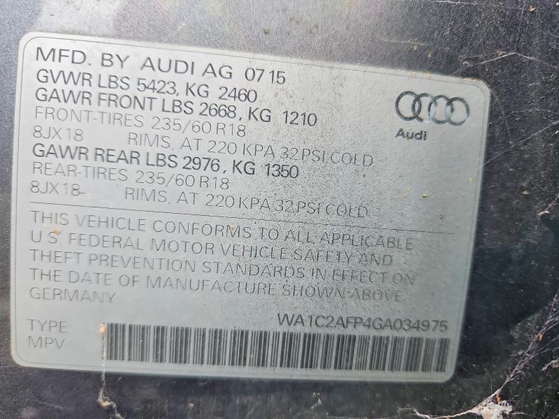 Продаж на аукціоні авто 2016 Audi Q5, vin: WA1C2AFP4GA034975, номер лоту: 69014316