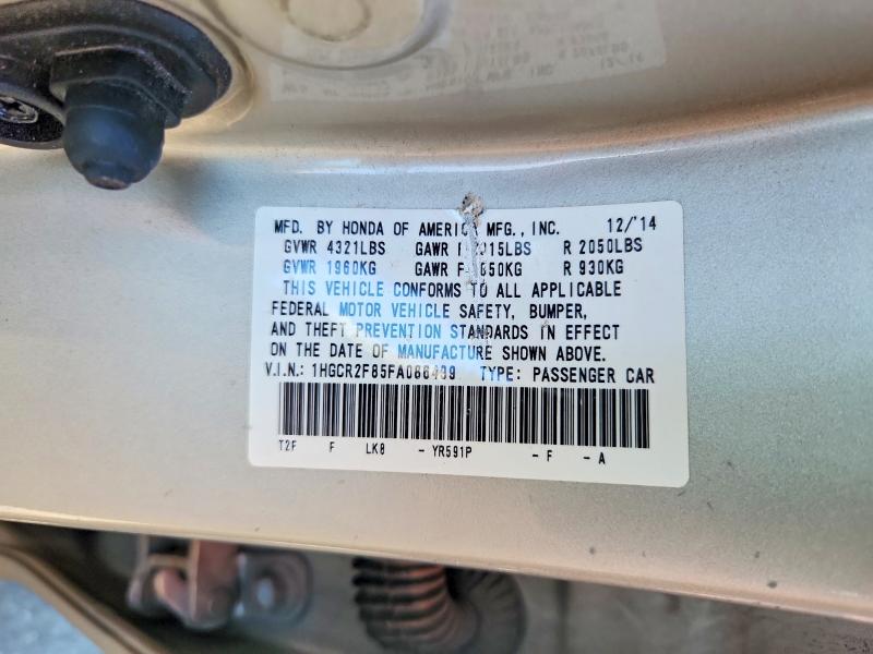 70136146 :رقم المزاد ، 1HGCR2F85FA086499 vin ، 2015 Honda Accord مزاد بيع