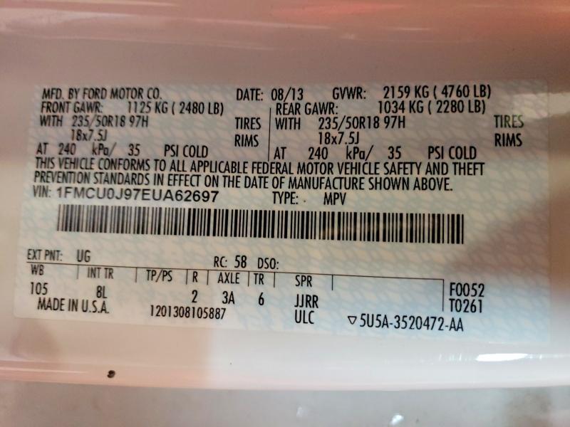 70949096 :رقم المزاد ، 1FMCU0J97EUA62697 vin ، 2014 Ford Escape مزاد بيع