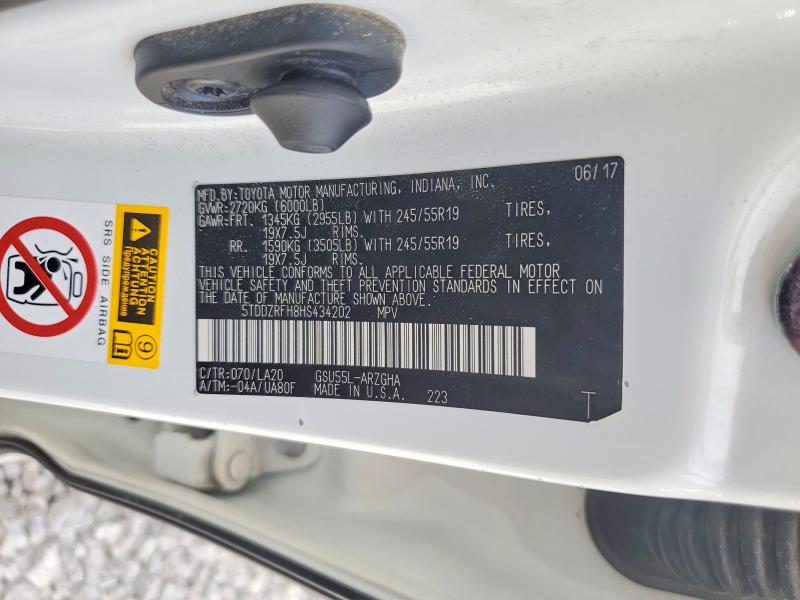 Продажа на аукционе авто 2017 Toyota Highlander, vin: 5TDDZRFH8HS434202, номер лота: 69720446