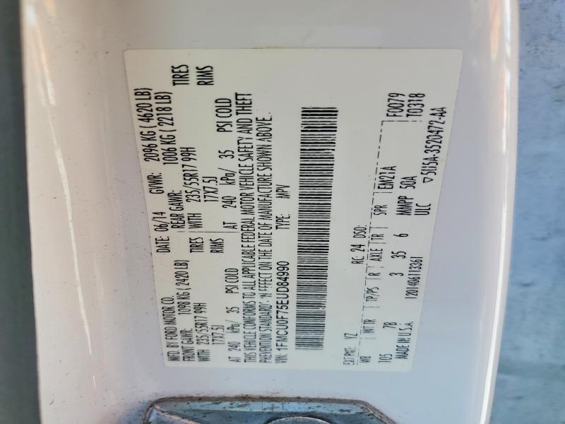 2014 Ford Escape მანქანა იყიდება აუქციონზე, vin: 1FMCU0F75EUD84990, აუქციონის ნომერი: 71209516