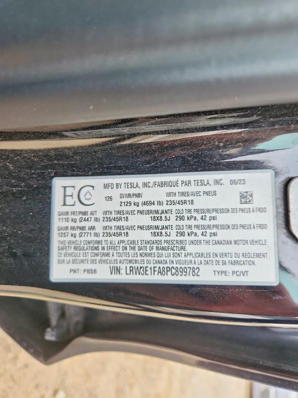 Aukcja sprzedaży 2023 Tesla Model 3, vin: LRW3E1FA8PC899782, numer aukcji: 67332816