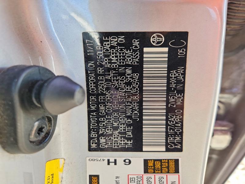 Aukcja sprzedaży 2018 Toyota Prius, vin: JTDKARFU8J3545948, numer aukcji: 69356916