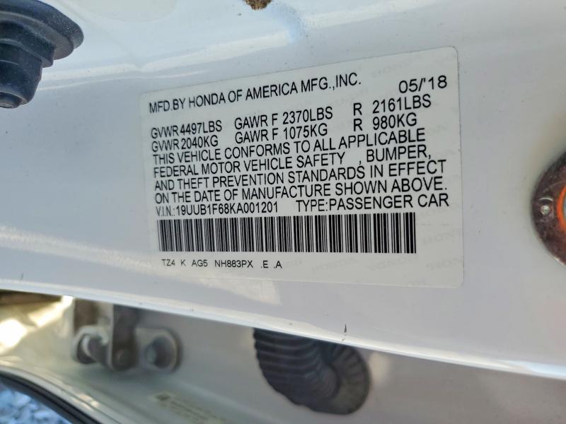 2019 Acura Tlx მანქანა იყიდება აუქციონზე, vin: 19UUB1F68KA001201, აუქციონის ნომერი: 68327556