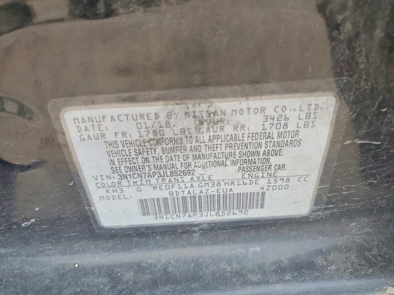 Aukcja sprzedaży 2018 Nissan Versa, vin: 3N1CN7AP3JL852692, numer aukcji: 69014846