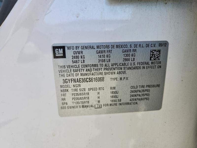 Продаж на аукціоні авто 2012 Cadillac Srx, vin: 3GYFNAE36CS616068, номер лоту: 69135786