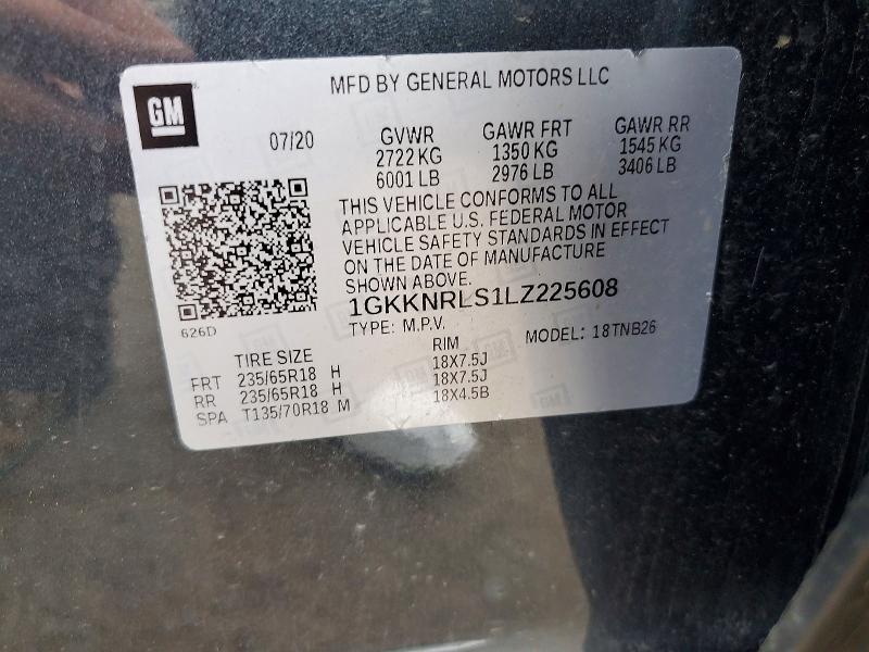 Aukcja sprzedaży 2020 Gmc Acadia, vin: 1GKKNRLS1LZ225608, numer aukcji: 68940096