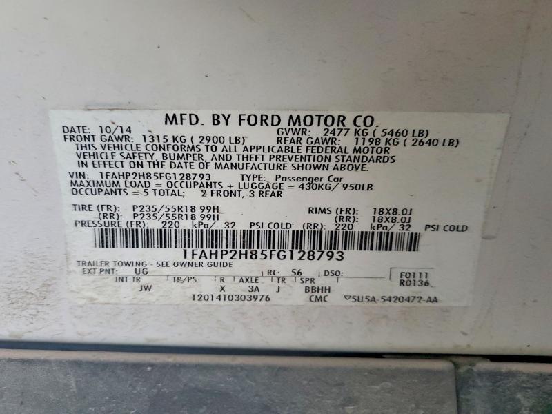 67674086 :رقم المزاد ، 1FAHP2H85FG128793 vin ، 2015 Ford Taurus مزاد بيع