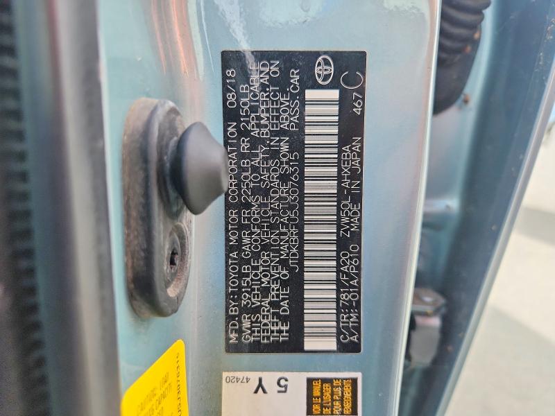 Продаж на аукціоні авто 2018 Toyota Prius, vin: JTDKBRFU5J3076315, номер лоту: 70802316